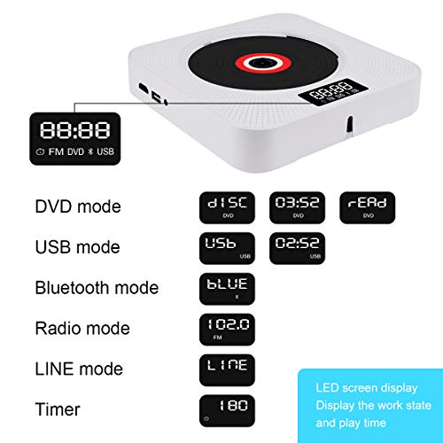 CD-Player Wandmontage ROVLAK DVD Player Bluetooth Tragbar