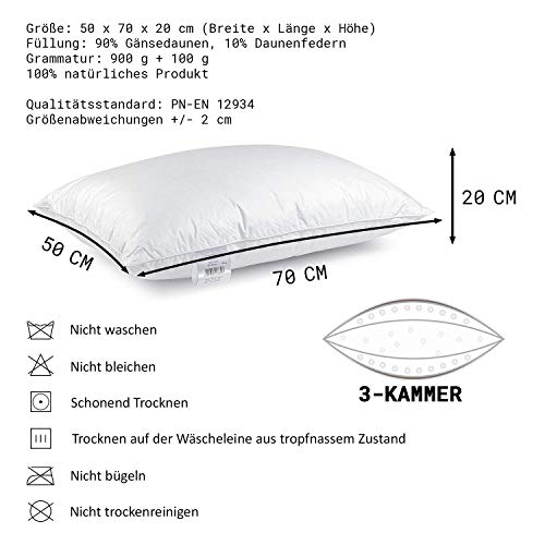 Daunenkissen H&F Heimtextilien Premium Qualität, 50×70 cm
