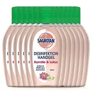 Desinfektionsgel für unterwegs Sagrotan, Kamille & Lotus, 12 x