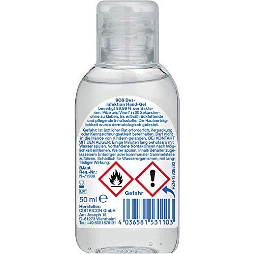 Desinfektionsgel für unterwegs SOS, 10 x 50 ml Flasche