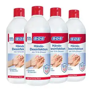 Desinfektionsmittel mit Alkohol SOS Hände, 4 x 500 ml