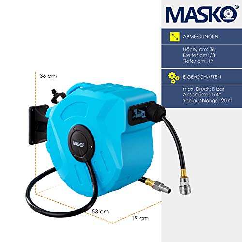 Druckluftschlauch-Aufroller 20m Masko ® automatisch 1/4″