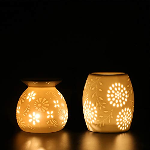 Duftlampe ecooe Aromalampe Teelichthalter aus Keramik weiß