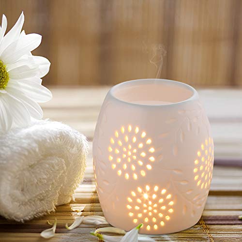 Duftlampe ecooe Aromalampe Teelichthalter aus Keramik weiß