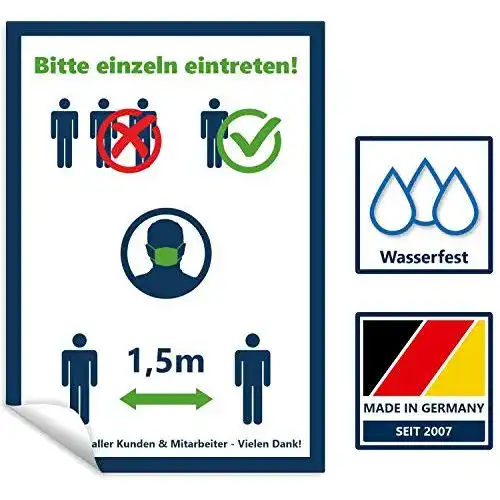 Einzeln-Eintreten-Schild Typographus Hinweis Aufkleber