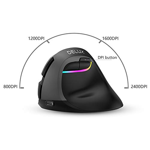 Ergonomische Maus (kabellos) DeLUX Vertikal mit RGB Licht