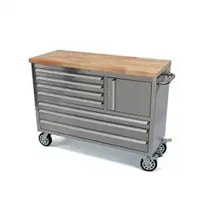 fahrbare Werkbank HBM Profi Edelstahl Werkzeugwagen 122 cm