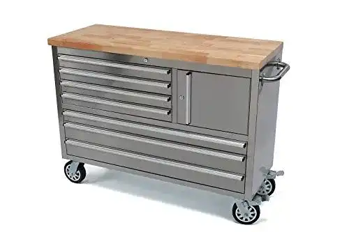 fahrbare Werkbank HBM Profi Edelstahl Werkzeugwagen 122 cm