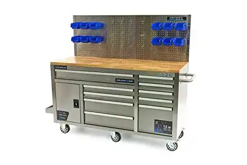 fahrbare Werkbank Tools by HBM Profi aus Edelstahl 158 cm