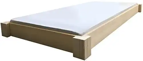 Futonbett LIEGEWERK Bodentiefes Designbett Massivholzbett