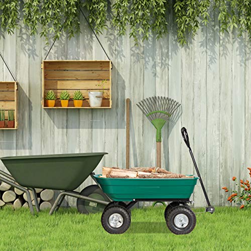 Gartenwagen Relaxdays, grün Kippwagen, mit Kippfunktion