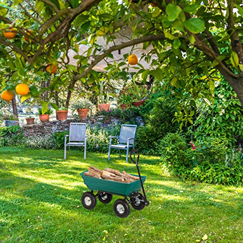 Gartenwagen Relaxdays, grün Kippwagen, mit Kippfunktion