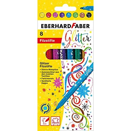 Glitzerstifte Eberhard Faber 551008 Glitzer Filzstifte in 8 Farben