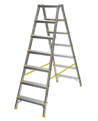 Haushaltsleiter 6 Stufen holz-metall Aluminium Trittleiter