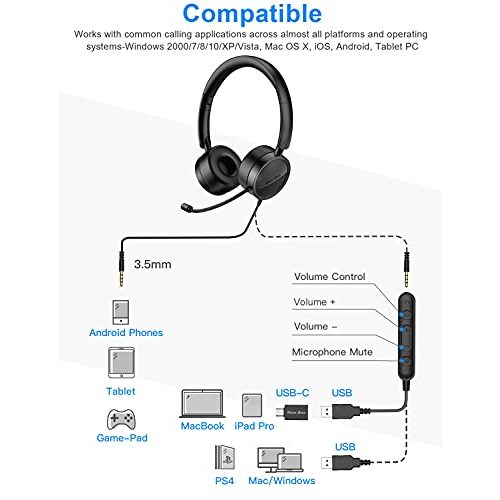 Headset (Büro) New bee PC Headset mit Mikrofon USB/3,5mm