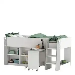 Hochbett mit Schreibtisch habeig Kinderbett HOCHBETT Weiss