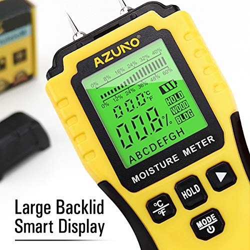 Holzfeuchtigkeitsmessgerät AZUNO mit Batterie und LCD-Display
