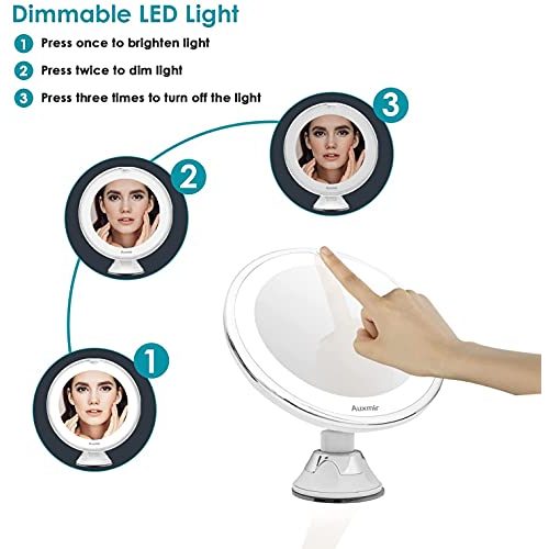 Kosmetikspiegel mit Saugnapf Auxmir, LED Beleuchtet