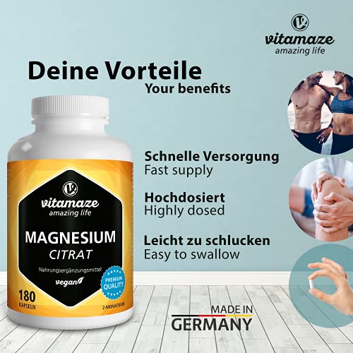 Magnesiumcitrat-Kapseln Vitamaze – amazing life, 180 Kapseln