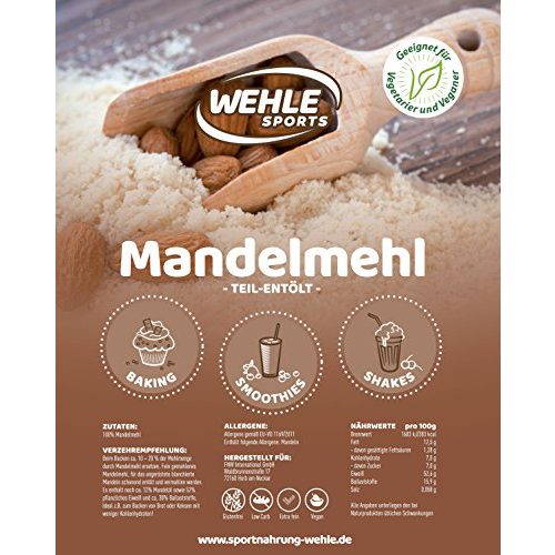 Mandelmehl entölt Wehle Sports Mandelmehl 1kg teil-entölt