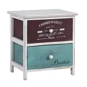 Nachttisch Vintage CARO-Möbel COLORIS, 2 Schubladen
