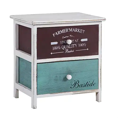 Nachttisch Vintage CARO-Möbel COLORIS, 2 Schubladen