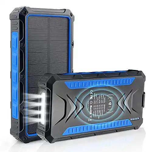 Outdoor-Powerbank DJROLL 36000mAh Qi Wireless Solar, 4 USB