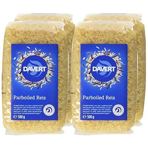Parboiled-Reis Davert Parboiled Reis Langkorn weiß, BIO 4x 500g