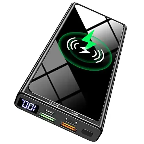 Qi-Powerbank DETENG Wireless, 22.5W PD20W QC 3.0 LED Display