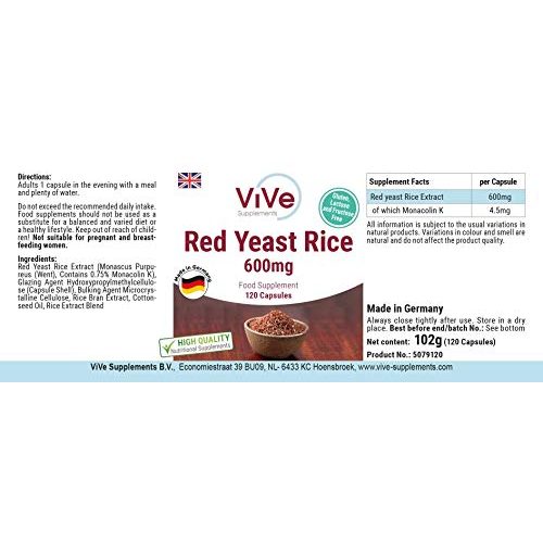 Roter-Reis-Kapseln ViVe Supplements Roter Reis Extrakt 600mg