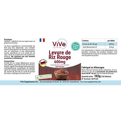 Roter-Reis-Kapseln ViVe Supplements Roter Reis Extrakt 600mg