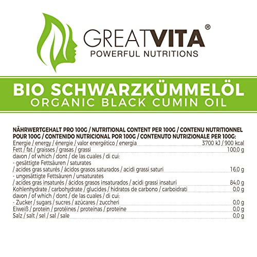 Schwarzkümmelöl bio Mea Vita GreatVita Bio, kaltgepresst, 500ml