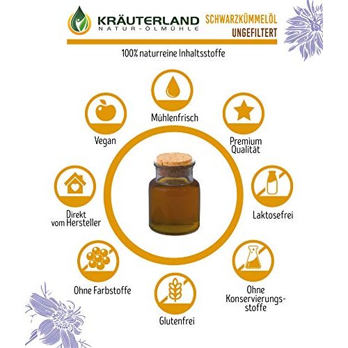 Schwarzkümmelöl Kräuterland Natur-Ölmühle, kaltgepresst, 1 L
