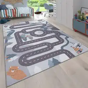 Spielteppich Paco Home Kinderteppich Straßen Design mit Tieren