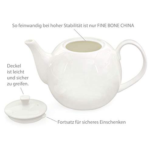 Teekanne mit Stövchen Buchensee, Fine Bone China Porzellan
