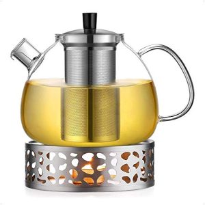 Teekanne mit Stövchen ecooe Original 1500ml Silberne Teekanne