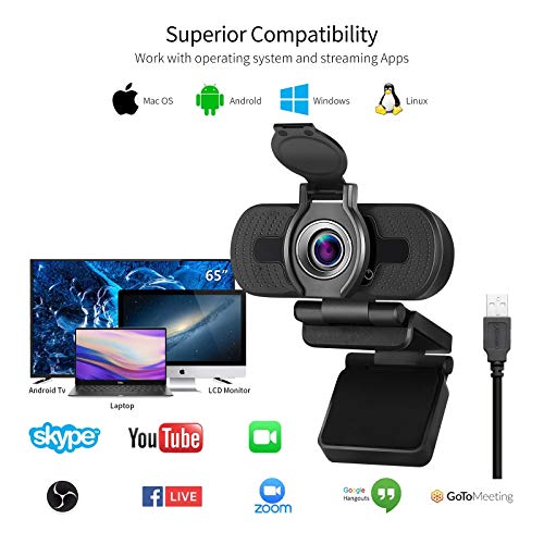 Webcam mit Mikrofon DERICAM 1080P Webcam con Microfono