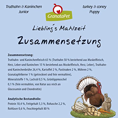 Welpen-Nassfutter GranataPet Liebling’s Mahlzeit Junior, 6 x 800 g