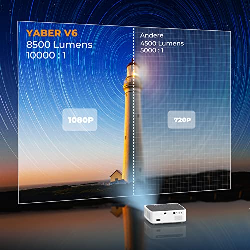 WLAN-Beamer YABER WiFi Bluetooth 5G Beamer 8500 Lumen