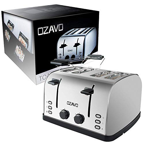 4-Schlitz-Toaster OZAVO Toaster 4 Scheiben, Brötchenaufsatz