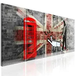Akustikbild decomonkey Bilder Banksy 100×40 cm XXL 5 Teilig