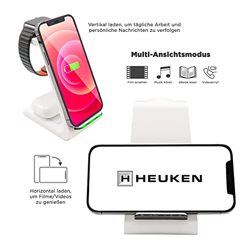 Apple-Watch-Ladegerät Heuken 3 in 1 Wireless Ladestation Weiss