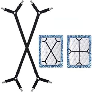 Bettlakenspanner WADEO Verstellbar, elastische, schwarz, 2 Stück
