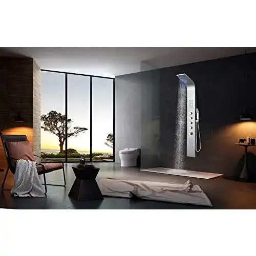Duschpaneel Elbe ®LED- mit Thermostat und 4 Duschfunktionen