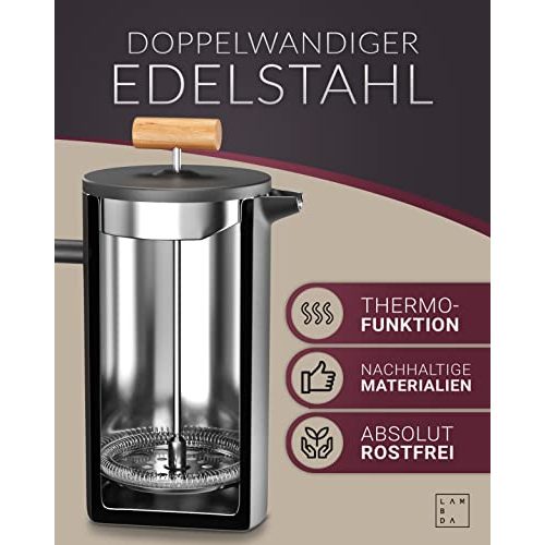 French-Press Edelstahl Lambda Coffee ® Thermo I 0,6 Liter