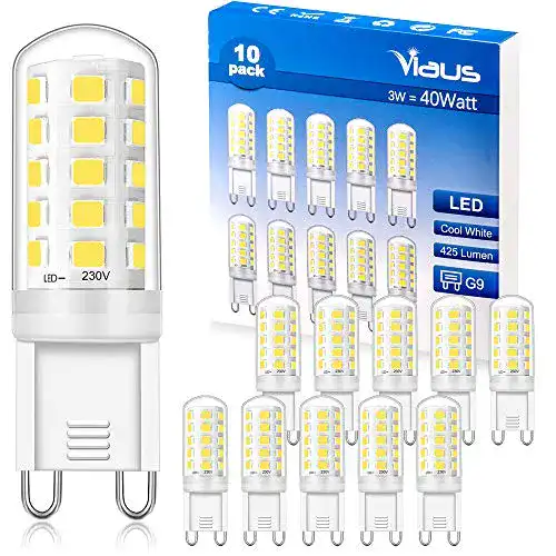 G9-LED Viaus G9 LED Lampen Kaltweiss, 3W, Entspricht 40W, 10er