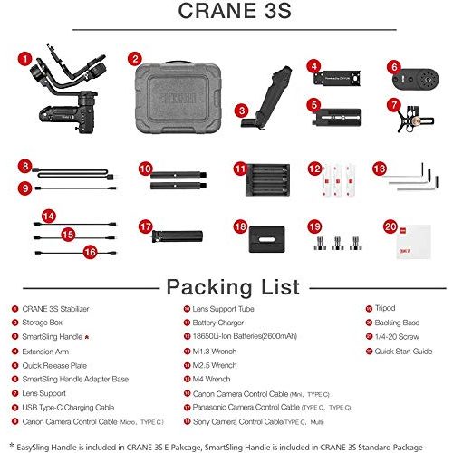 Gimbal (DSLR) zhi yun, Crane 3S Smartsling Kit 3-Achsen Handheld
