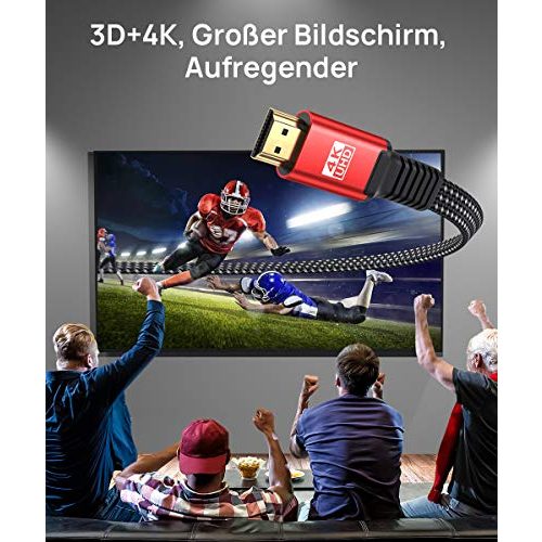 HDMI-Kabel (3m) JSAUX HDMI Kabel 3Meter, rot