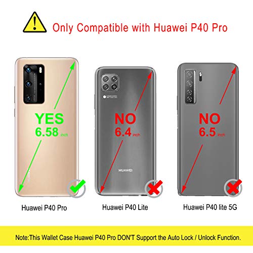 Huawei-P40-Pro-Plus-Hülle YATWIN, Klapphülle Leder Brieftasche
