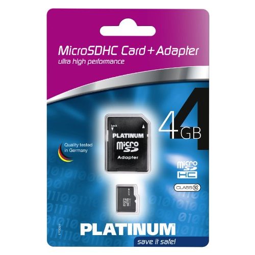 Micro-SD 4GB PLATINUM Class 10 inkl. SD Adapter schwarz